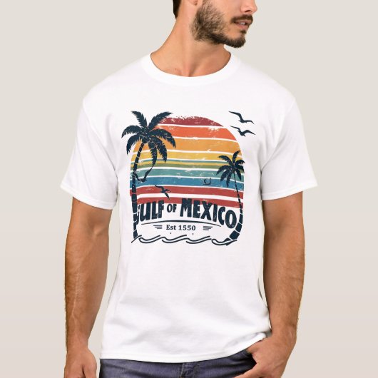 Golf van Mexico Est 1550 Retro Beach Golf T-shirt (Voorkant)