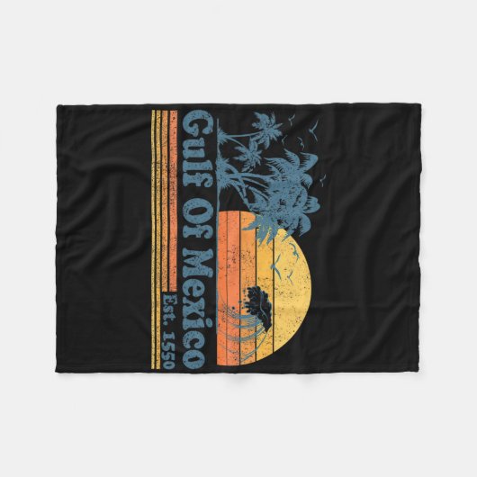  Golf van Mexico Est 1550 Retro Beach Sunset Fleece Deken (Voorkant (Horizontaal))