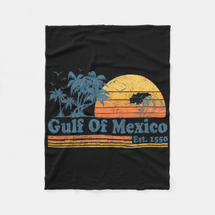  Golf van Mexico Est 1550 Retro Beach Sunset Fleece Deken
