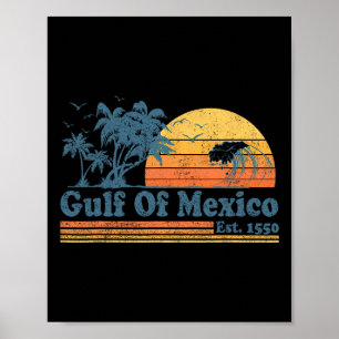 Golf van Mexico Est 1550 Retro Beach Sunset Poster