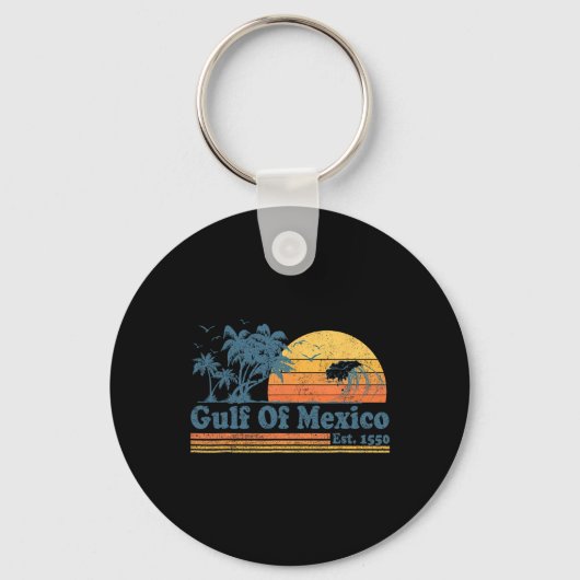 Golf van Mexico Est 1550 Retro Beach Sunset Sleutelhanger (Voorkant)