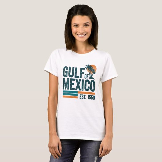 Golf van Mexico Est 1550 Retro  Beach T-shirt (Voorkant volledig)