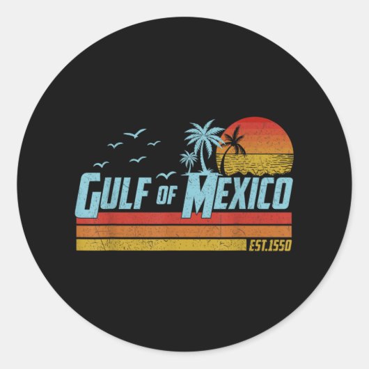 Golf van Mexico Est 1550 Retro strand Ronde Sticker (Voorkant)