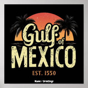Golf van Mexico est. 1550 Retro strandvibe vintage Poster