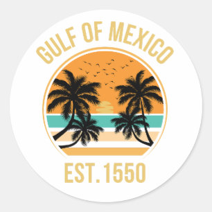 Golf van Mexico Est 1550 Retro Vintage Strand Ronde Sticker