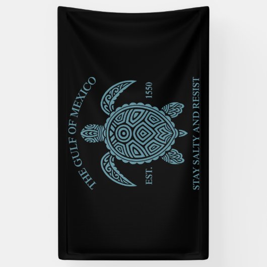 Golf van Mexico ESTD 1550 Blijf zout en verzet Spandoek (Verticaal)