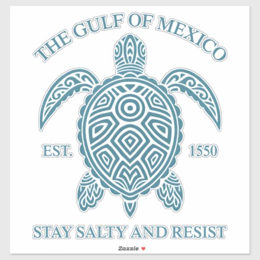 Golf van Mexico ESTD 1550 Blijf zout en verzet Sticker (Vel)