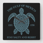 Golf van Mexico ESTD 1550 Blijf zout en verzet Vierkante Klok (Voorkant)