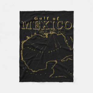 Golf van Mexico kaart kustgeschiedenis Fleece Deken