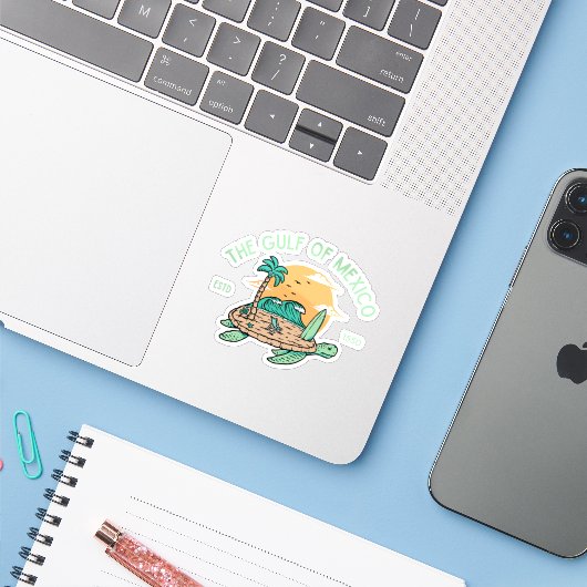 Golf van Mexico Mexicaanse Zee schildpad Sticker (Laptop met iPhone)