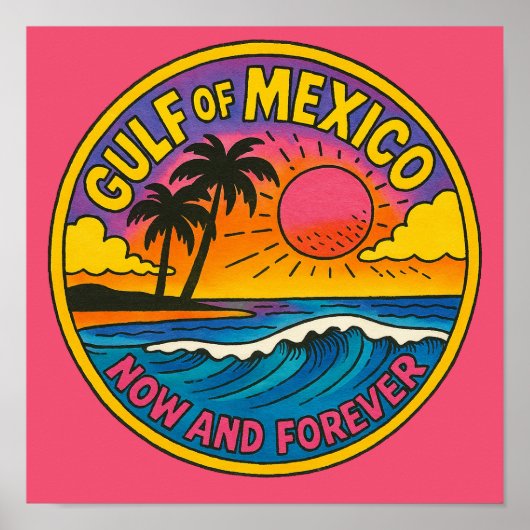 Golf van Mexico nu en voor altijd Ocean Art Poster (Voorkant)