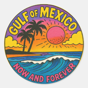 Golf van Mexico nu en voor altijd Ocean Art Ronde Sticker