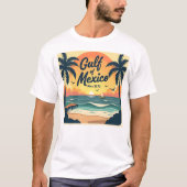 Golf van Mexico Retro Reizen Poster Stijl T-shirt (Voorkant)
