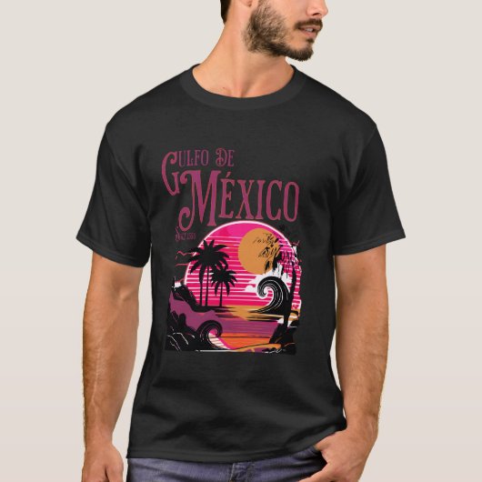Golf van Mexico Retro Sunset Beach Vakantie T-shirt (Voorkant)