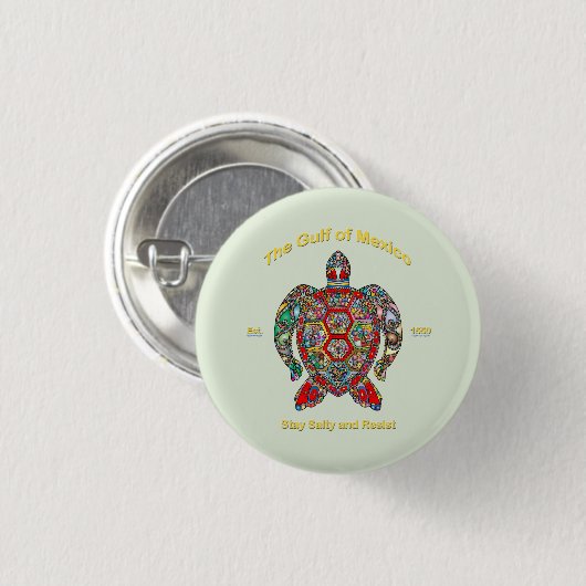 Golf van Mexico Ronde Button 3,2 Cm (Voorkant /achterkant)