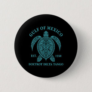 Golf van Mexico Schildpad Foxtrot Delta Tango EST  Ronde Button 5,7 Cm