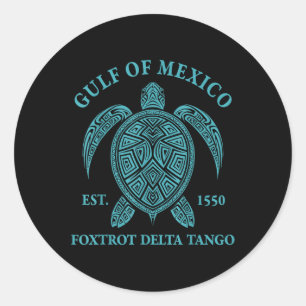 Golf van Mexico Schildpad Foxtrot Delta Tango EST Ronde Sticker