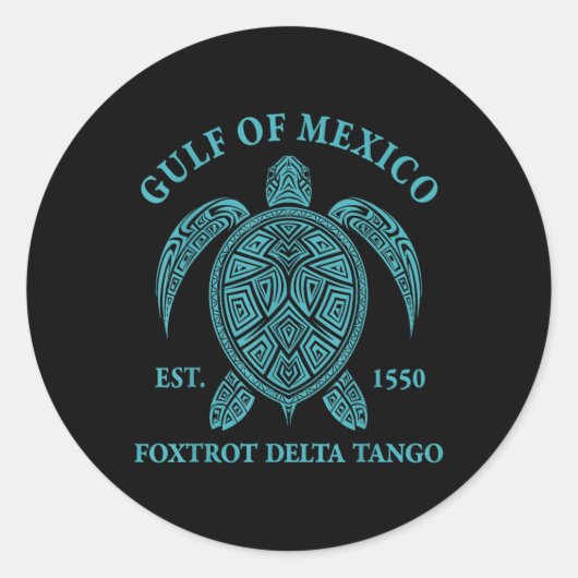 Golf van Mexico Schildpad Foxtrot Delta Tango EST  Ronde Sticker (Voorkant)