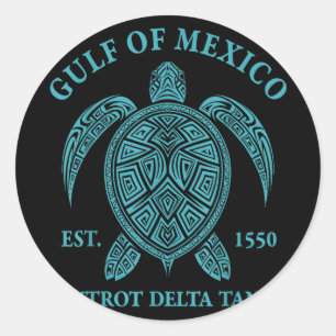 Golf van Mexico Schildpad Foxtrot Delta Tango EST Ronde Sticker