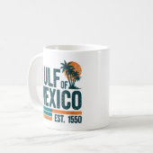  Golf van Mexico sinds 1550 Retro Beach Koffiemok (Voorkant links)