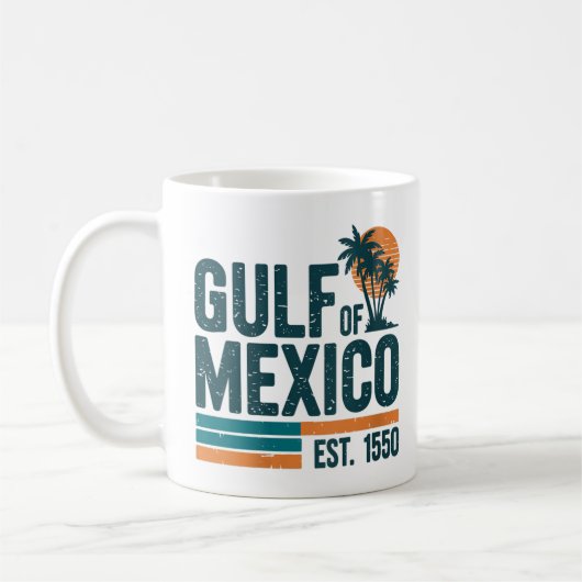  Golf van Mexico sinds 1550 Retro Beach Koffiemok (Links)