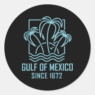 Golf van Mexico sinds 1672 Retro zonsondergang & Ronde Sticker