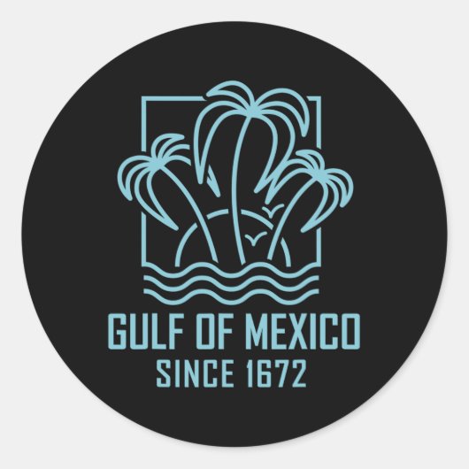 Golf van Mexico sinds 1672 Retro zonsondergang & Ronde Sticker (Voorkant)