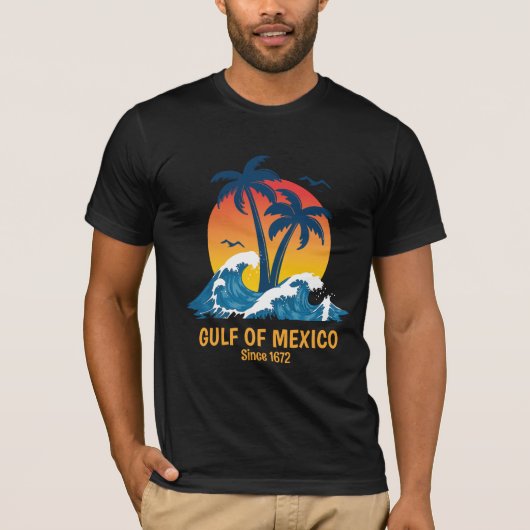 Golf van Mexico Sunset Palm Trees T-shirt (Voorkant)
