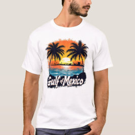 Golf van Mexico Sunset Silhouette Palm Trees Art T-shirt