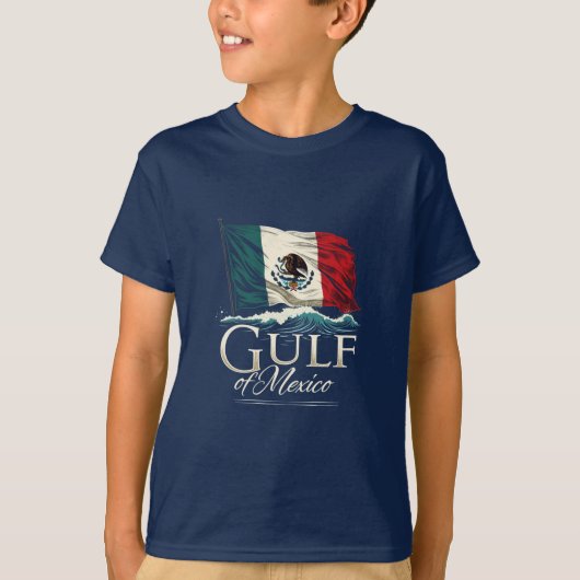 Golf van Mexico T-shirt met Mexicaanse vlag – Kust (Voorkant)