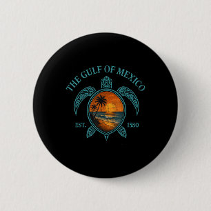Golf van Mexico Turtle Est. 1550 Retro zonnen Ronde Button 5,7 Cm