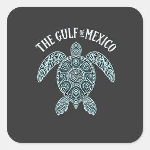 Golf van Mexico Turtle Zee Latino Vierkante Sticker