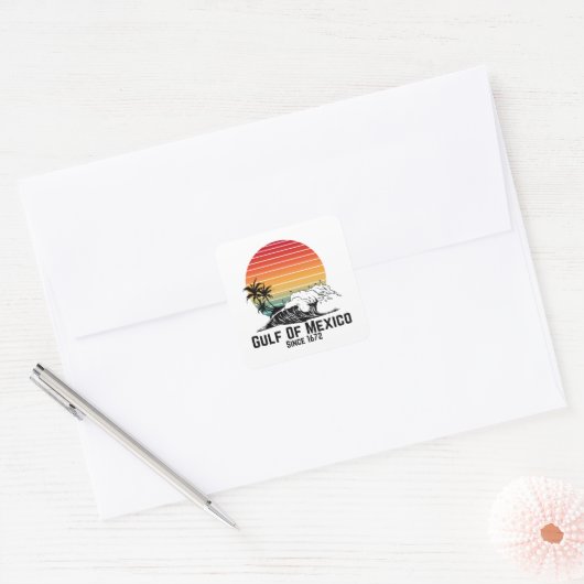 Golf van Mexico Vierkante Sticker (Envelop)