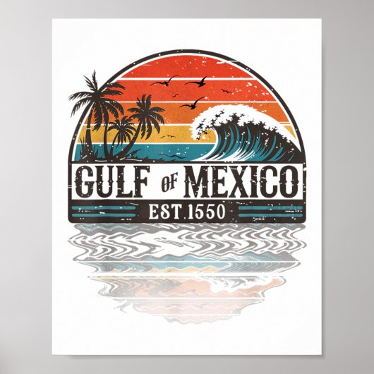 Golf van Mexico voor altijd Retro Beach Poster (Voorkant)