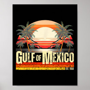 Golf van Mexico voor altijd strand Retro Sunset Poster