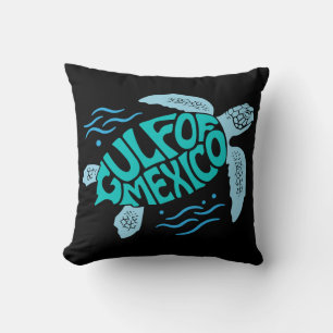 Golf van Mexico Zeeschildpad Typografie Kussen