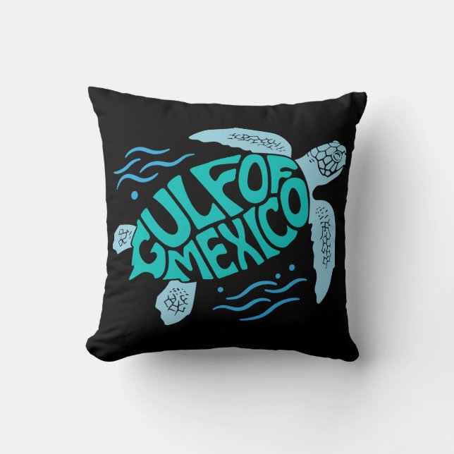 Golf van Mexico Zeeschildpad Typografie Kussen (Voorkant)