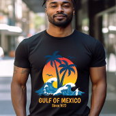 Golf van Mexico Zonsondergang Palmboom Bomen T-shirt