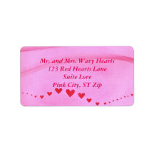 Golf van rode harten op roze Adresetiketten