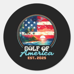 Golf van Verenigde Staten Retro  Beach Ronde Sticker