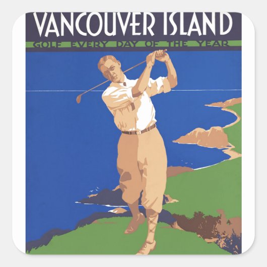 Golf Vancouver Island Canada Vierkante Sticker (Voorkant)