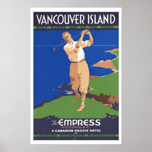 Golf Vancouver Island Canada - Vintage Travel Poster (Voorkant)