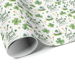 Golf Veel Succes met klaver St. Patrick's Dag Cadeaupapier