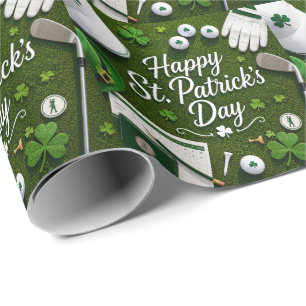 Golf Veel Succes  met klaver  St. Patrick's Day   Cadeaupapier