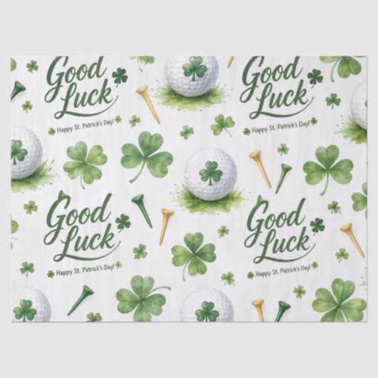 Golf Veel Succes met klaver St. Patrick's Day Tissuepapier (Voorkant)