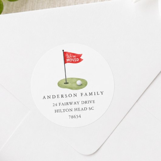 Golf verhuisadressticker ronde sticker