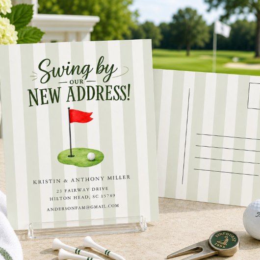 Golf verhuisbericht ansichtkaart briefkaart