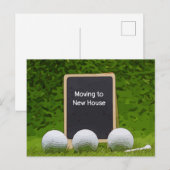Golf verhuizen naar nieuw huis op schoolbord op gr briefkaart (Voorkant / Achterkant)