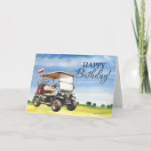 Golf Verjaardag aan Golfer met golfkar waterverf Kaart (Voorkant)