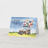 Golf Verjaardag aan Golfer met golfkar waterverf Kaart (Voorkant)